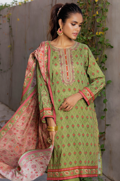 Stitched 3 Piece Embroidered Lawn Suit