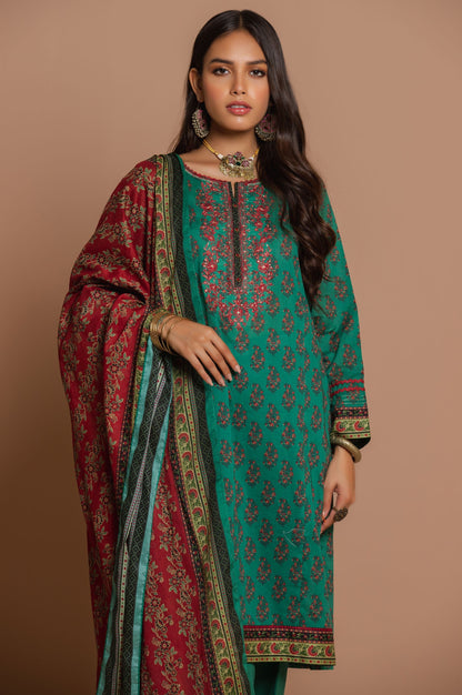 Stitched 3 Piece Embroidered Lawn Suit