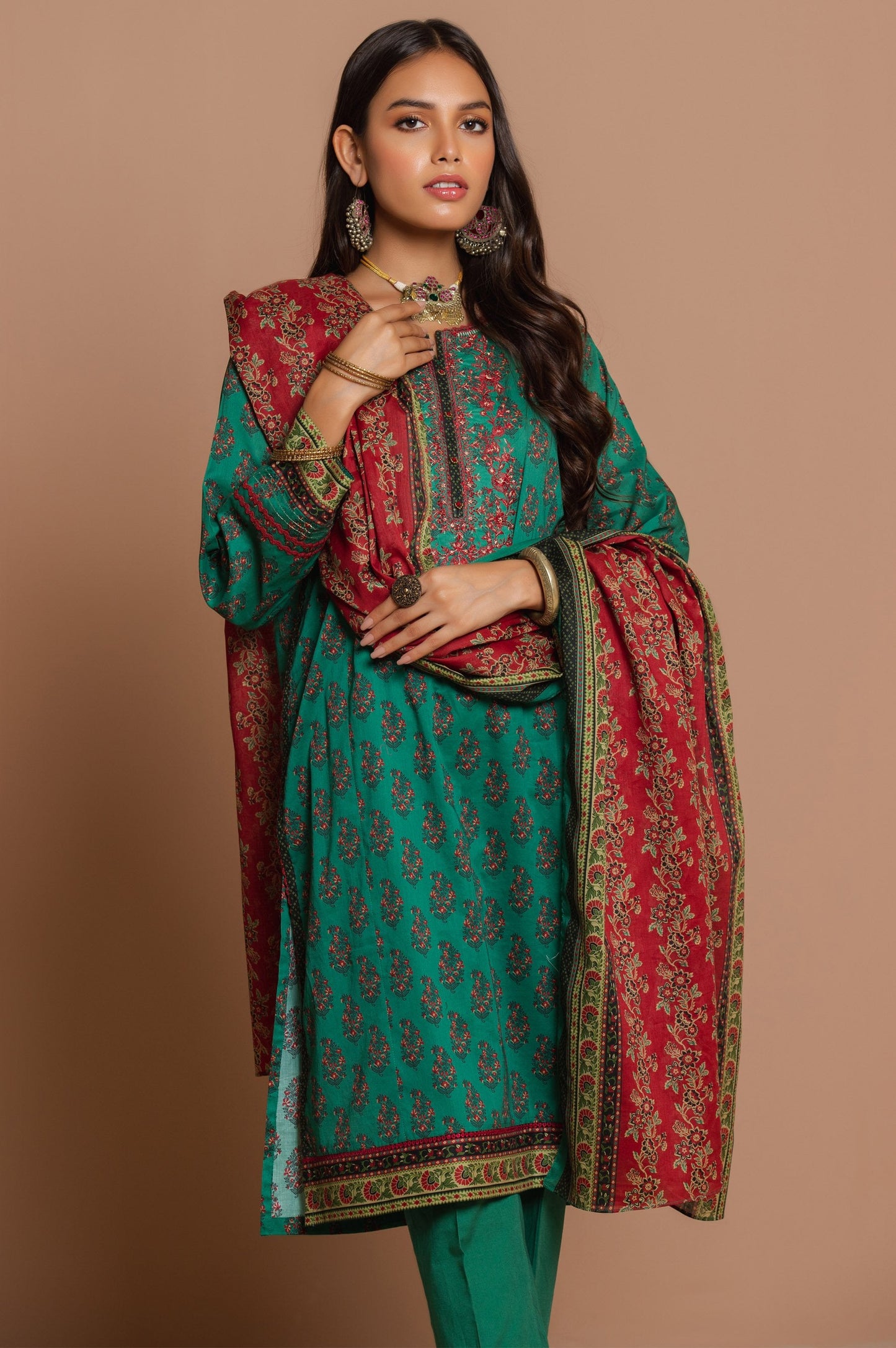 Stitched 3 Piece Embroidered Lawn Suit