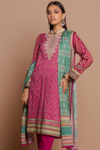 Stitched 3 Piece Embroidered Lawn Suit