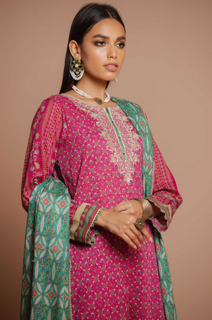 Stitched 3 Piece Embroidered Lawn Suit