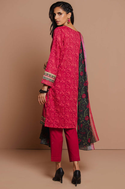 Stitched 3 Piece Embroidered Doria Lawn with Voile Slub Suit