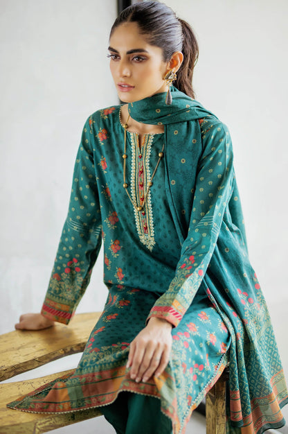 Stitched 3 Piece Embroidered Doria Lawn with Voile Slub Suit
