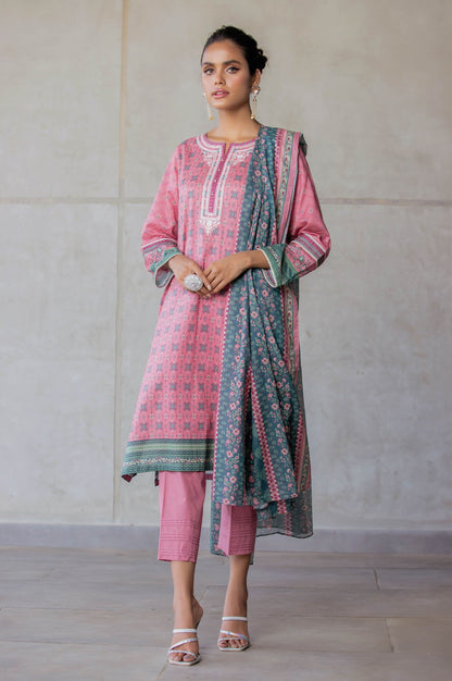 Stitched 3 Piece Embroidered Doria Lawn with voile Slub Suit