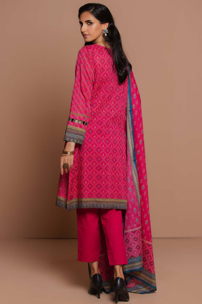Stitched 3 Piece Embroidered Lawn with Cotton Net Suit