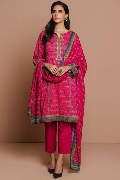 Stitched 3 Piece Embroidered Lawn with Cotton Net Suit