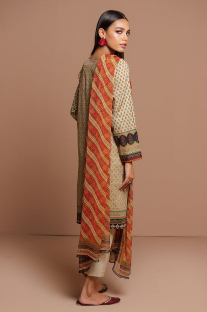 Stitched 3 Piece Embroidered Doria Lawn with Chiffon Suit