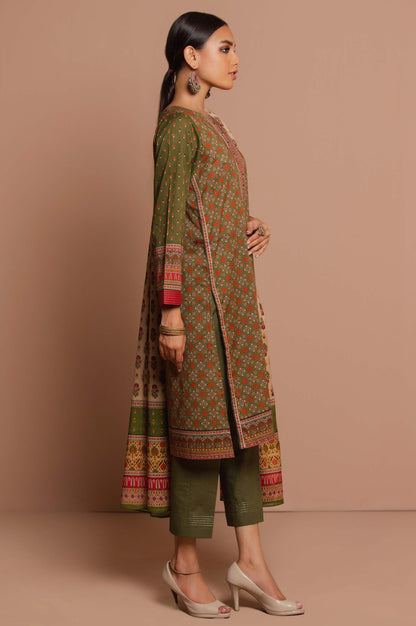 Stitched 3 Piece Printed Slub Lawn Suit