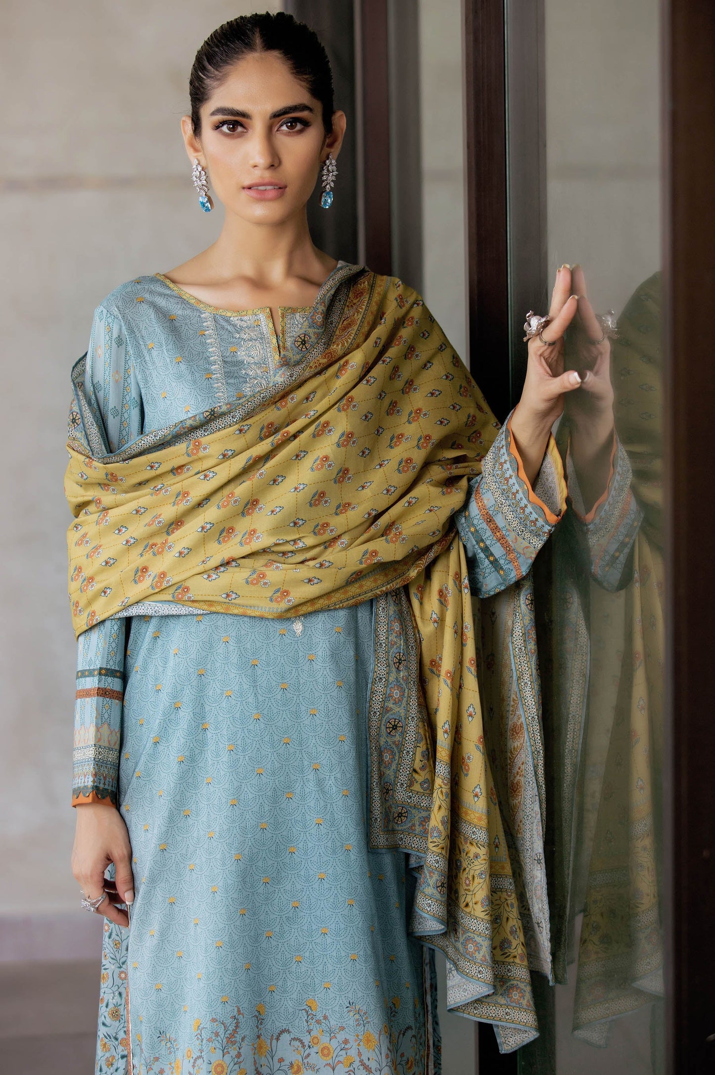 Stitched 3 Piece Embroidered Slub Lawn Suit