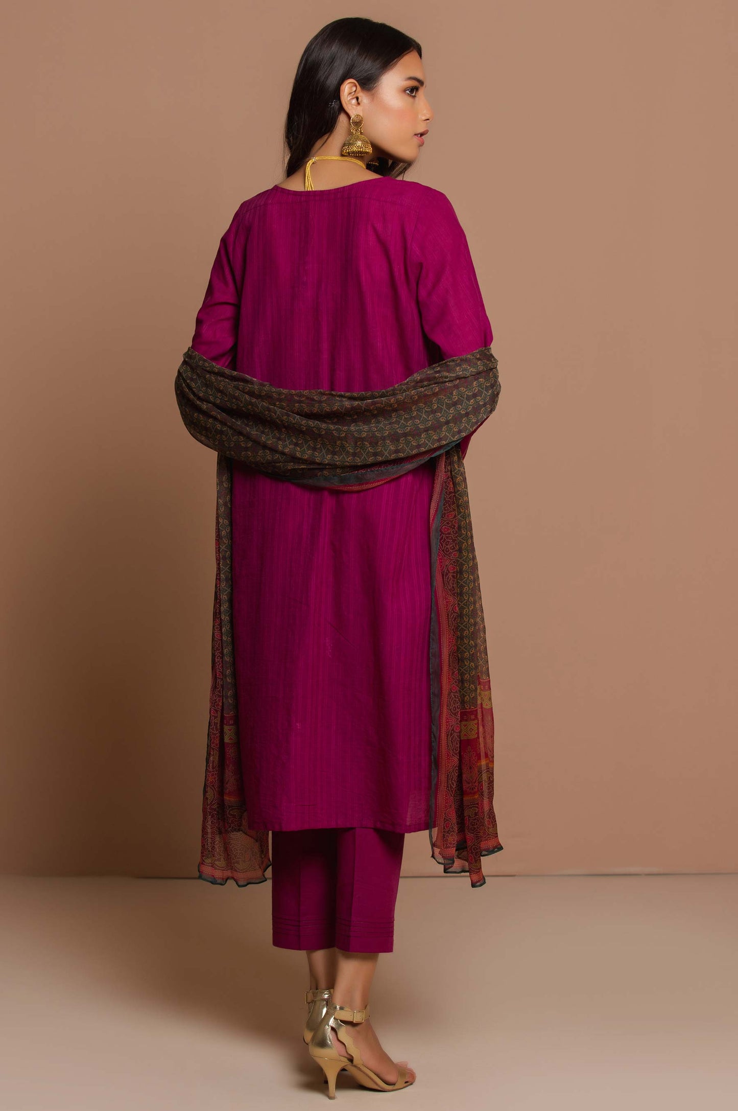 Stitched 3 Piece Doria Lawn Suit with Polyester Chiffon Dupatta