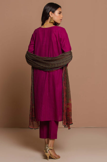 Stitched 3 Piece Doria Lawn Suit with Polyester Chiffon Dupatta