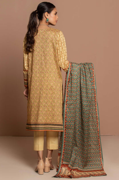 Stitched 3 Piece Embroidered Slub Lawn Suit