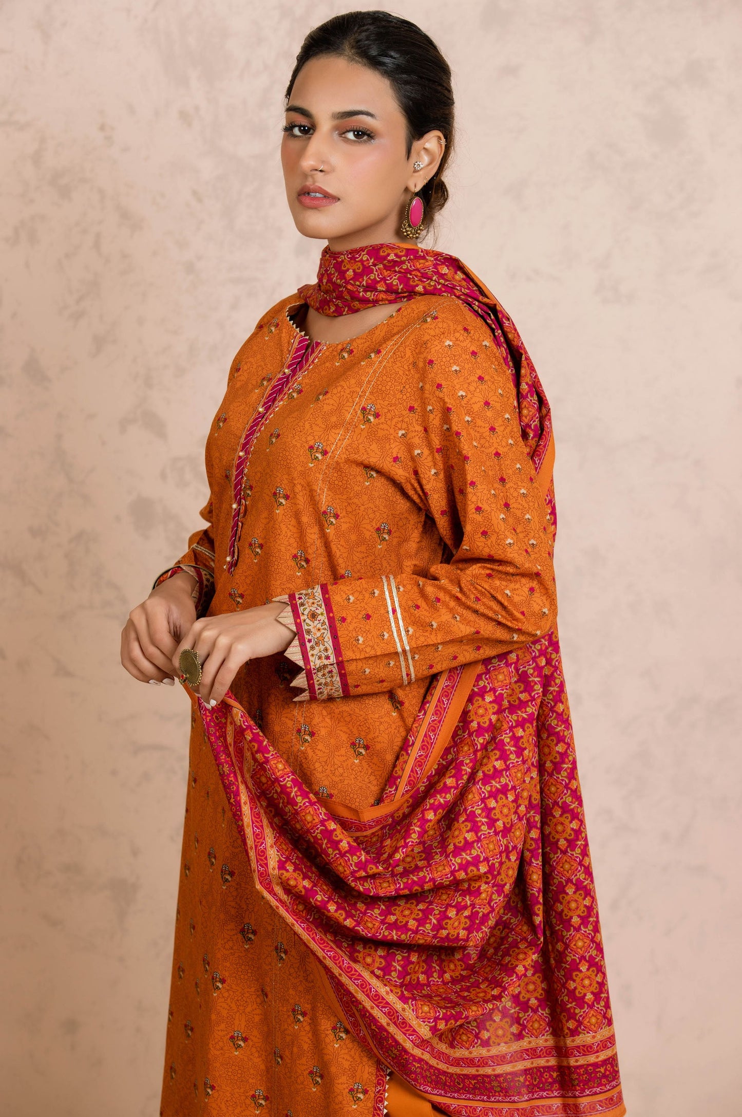 Stitched 3 Piece Printed Cambric Suit