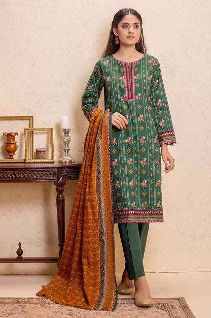 Stitched 3 Piece Printed Khaddar Suit
