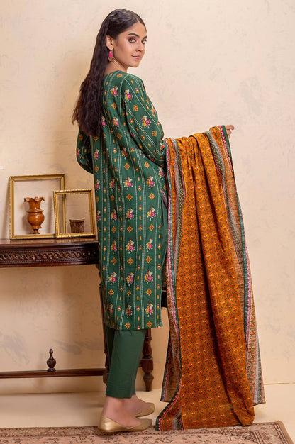 Stitched 3 Piece Printed Khaddar Suit