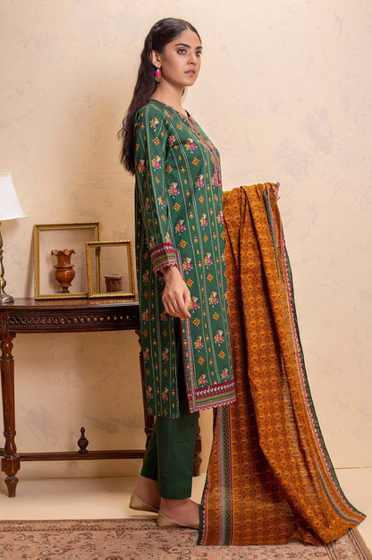 Stitched 3 Piece Printed Khaddar Suit