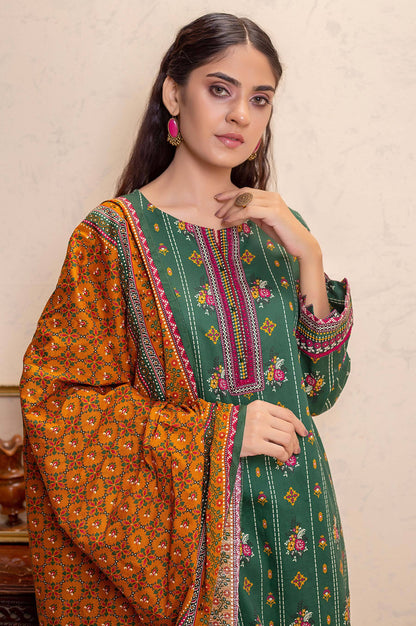 Stitched 3 Piece Printed Khaddar Suit