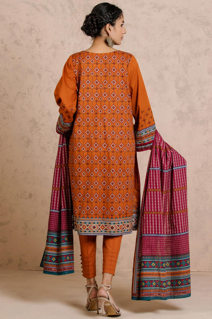 Stitched 3 Piece Printed Khaddar Suit