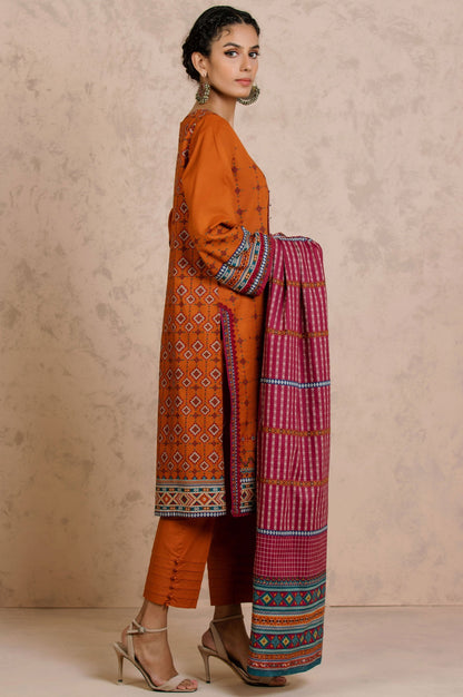 Stitched 3 Piece Printed Khaddar Suit