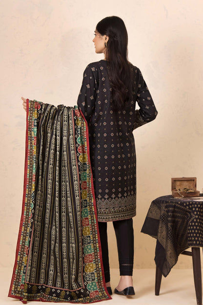 Stitched 3 Piece Embroidered Khaddar Suit