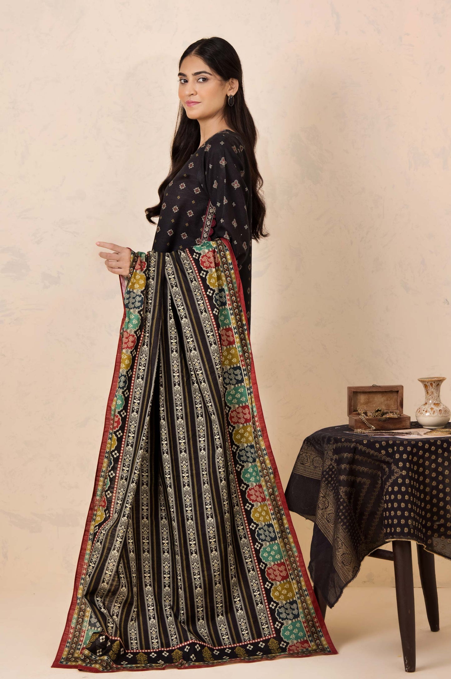 Stitched 3 Piece Embroidered Khaddar Suit