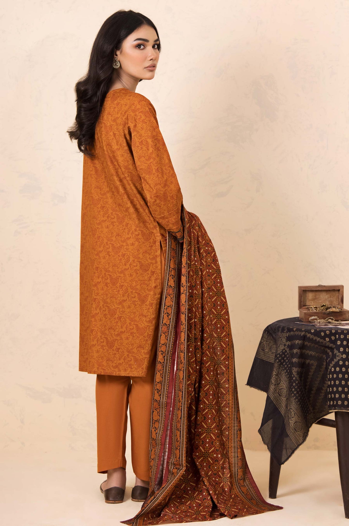 Stitched 3 Piece Embroidered Khaddar Suit