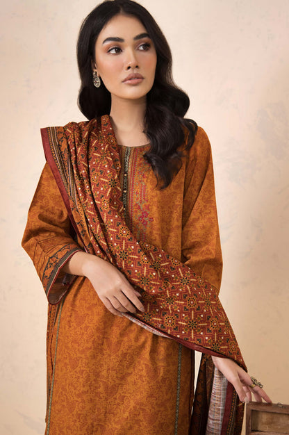 Stitched 3 Piece Embroidered Khaddar Suit