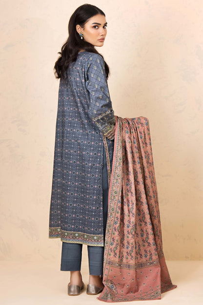 Stitched 3 Piece Embroidered Khaddar Suit