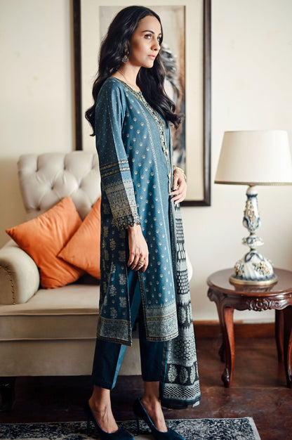 Stitched 3 Piece Embroidered Khaddar Suit