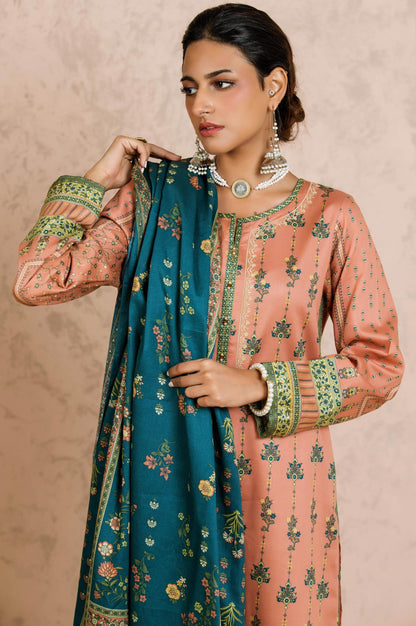 Stitched 3 Piece Embroidered Cottel Suit