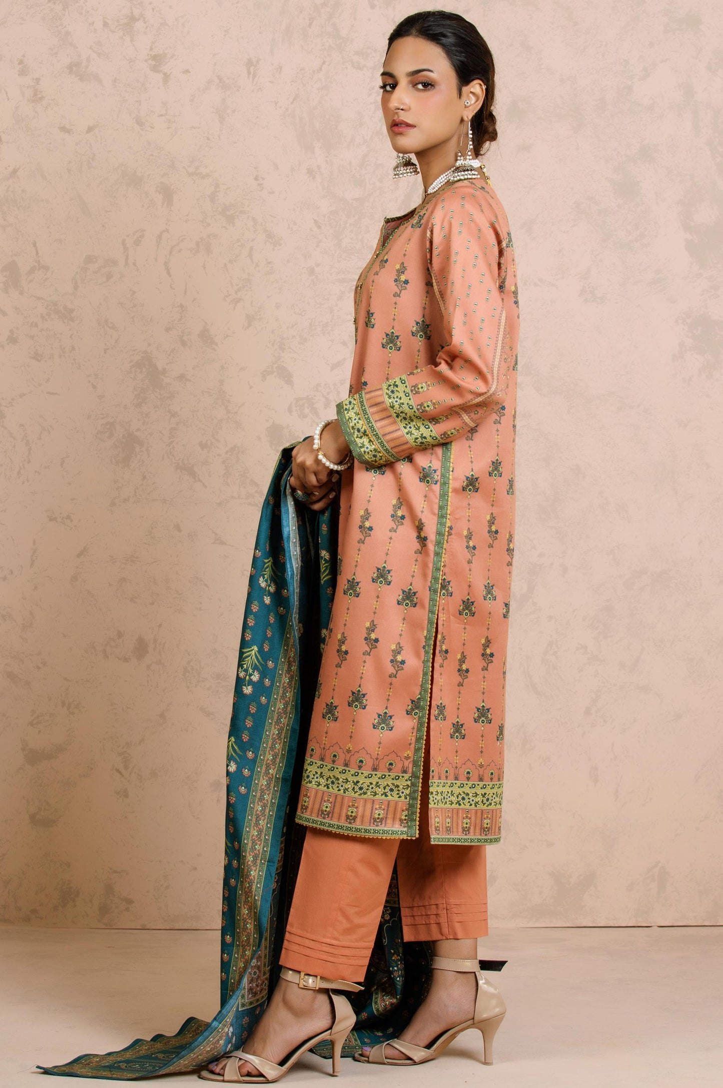 Stitched 3 Piece Embroidered Cottel Suit
