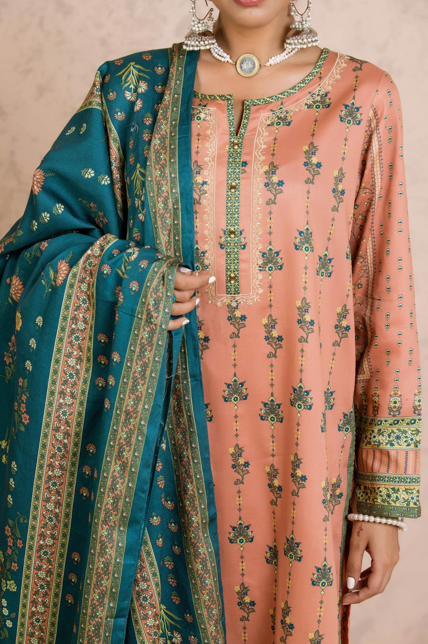 Stitched 3 Piece Embroidered Cottel Suit