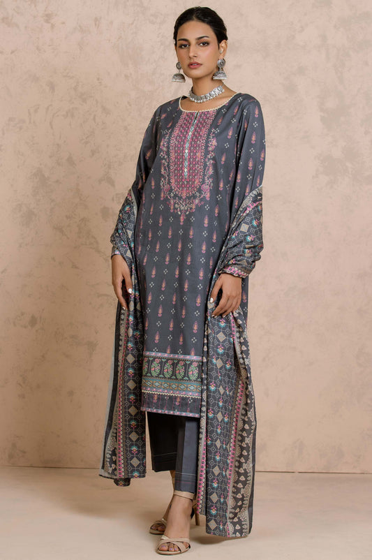 Stitched 3 Piece Embroidered Cottel Suit