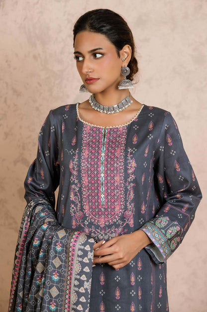 Stitched 3 Piece Embroidered Cottel Suit