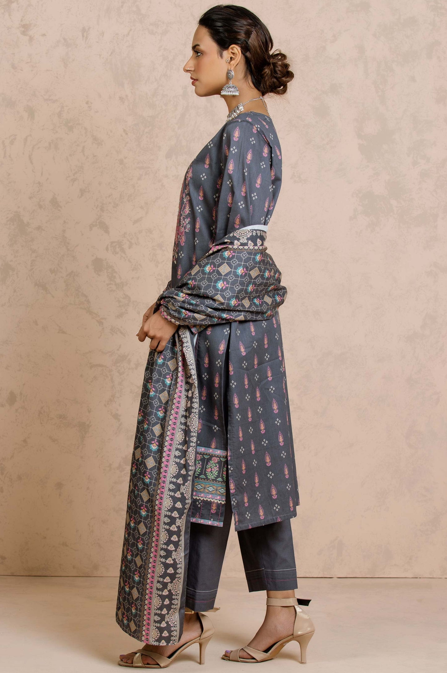 Stitched 3 Piece Embroidered Cottel Suit