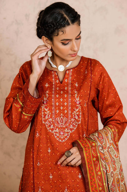 Stitched 3 Piece Embroidered Cottel Suit