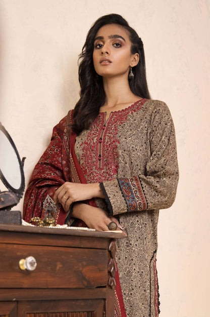 Stitched 3 Piece Embroidered Cottel Suit