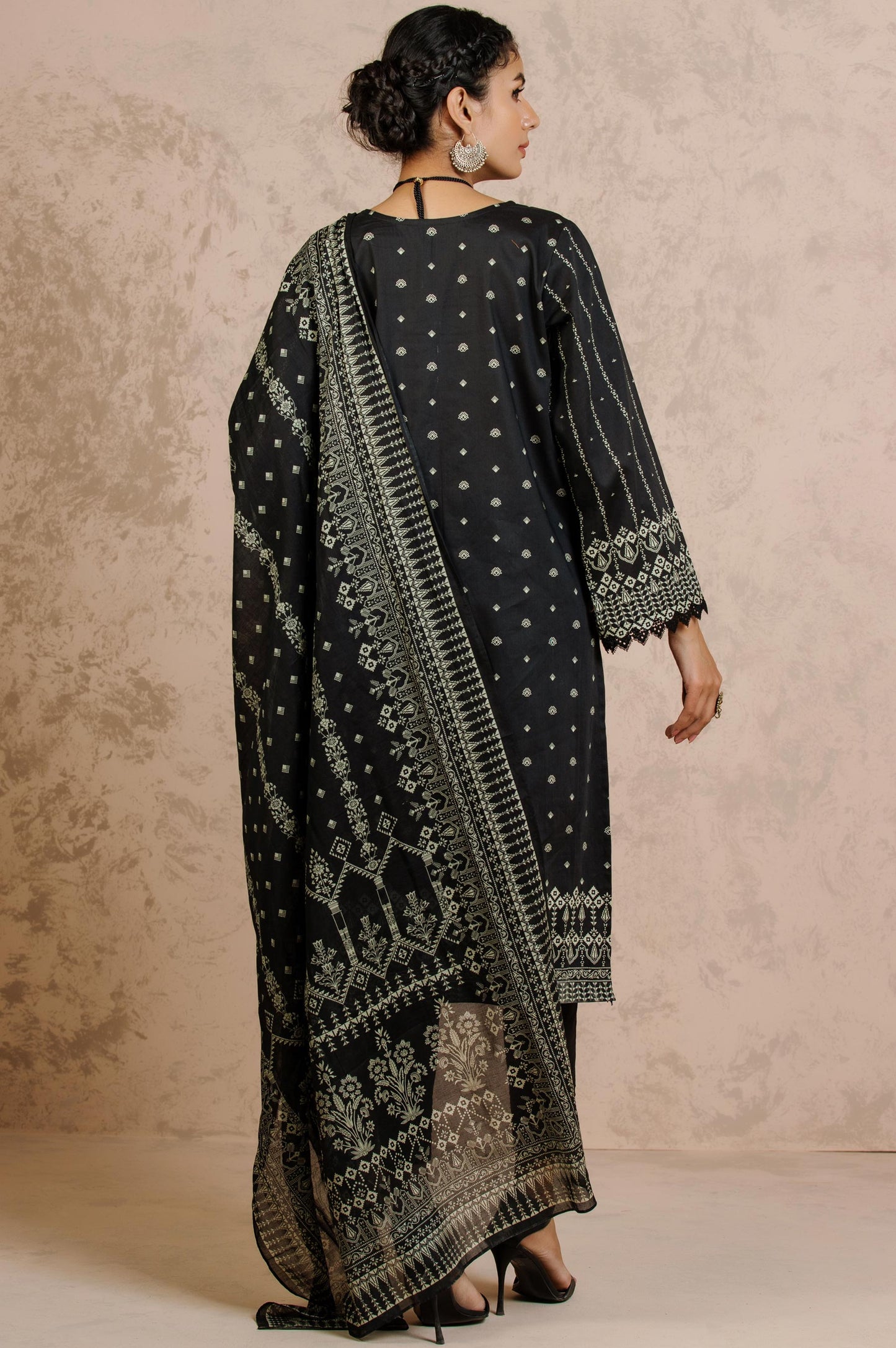 Stitched 3 Piece Printed Cottel Suit