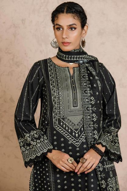 Stitched 3 Piece Printed Cottel Suit