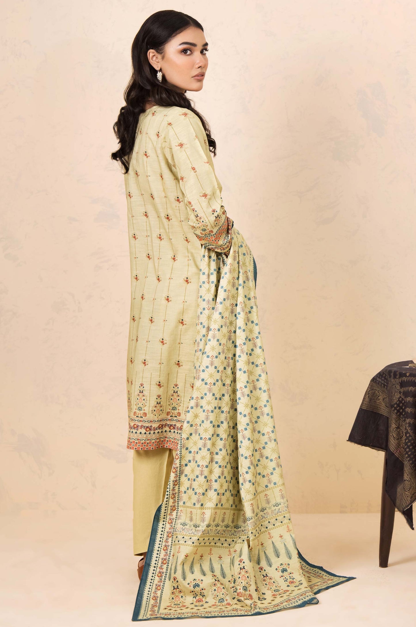 Stitched 3 Piece Printed Cottel Suit