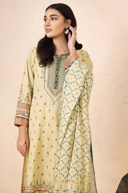 Stitched 3 Piece Printed Cottel Suit