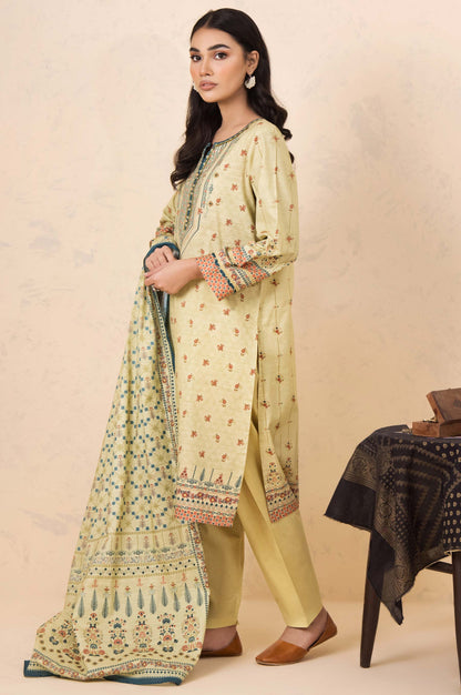 Stitched 3 Piece Printed Cottel Suit