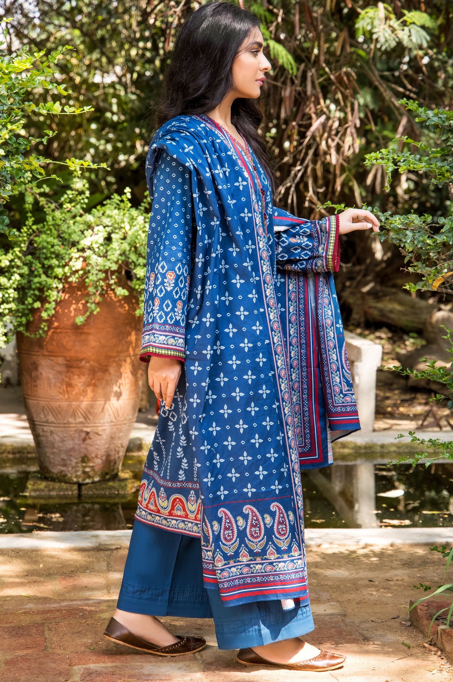 Stitched 3 Piece Printed Cottel Suit