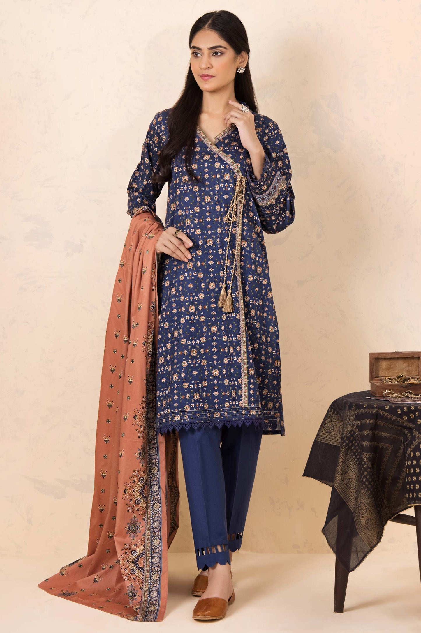 Stitched 3 Piece Printed Cottel Suit