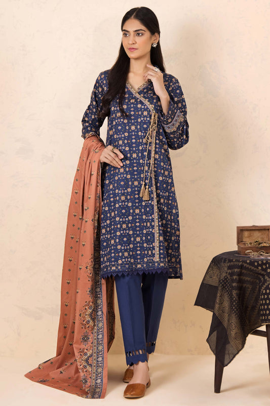 Stitched 3 Piece Printed Cottel Suit