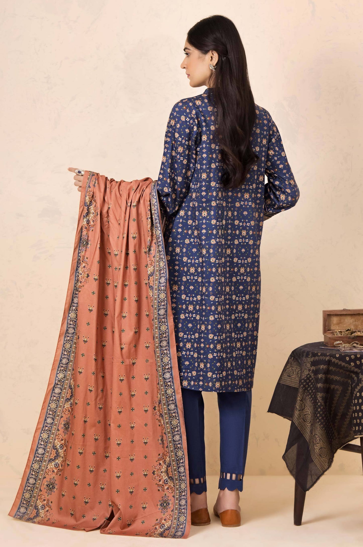 Stitched 3 Piece Printed Cottel Suit