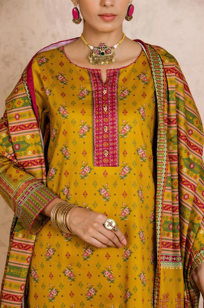 Stitched 3 Piece Printed Cottel Suit