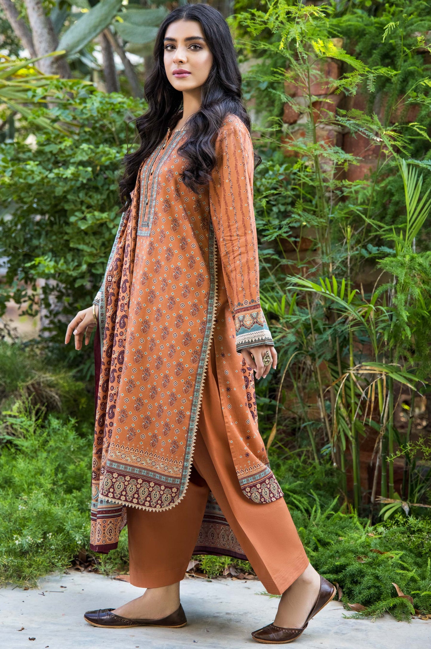 Stitched 3 Piece Printed Cottel Suit