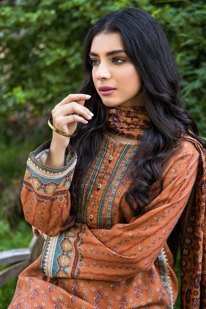 Stitched 3 Piece Printed Cottel Suit