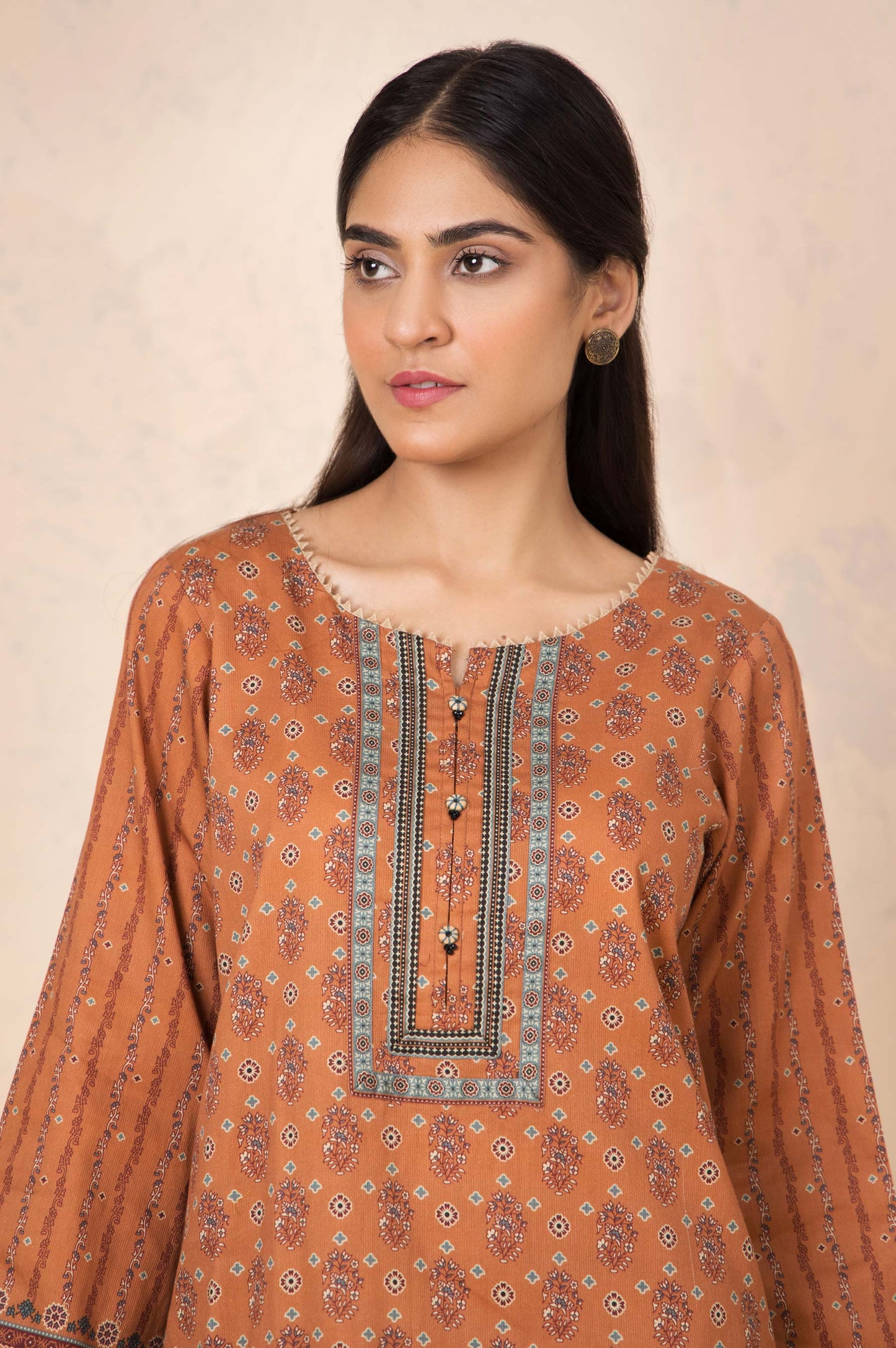 Stitched 3 Piece Printed Cottel Suit